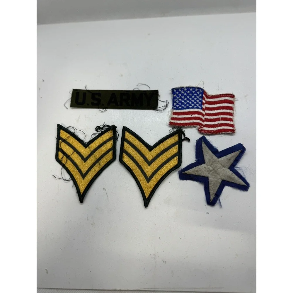 Lot of Military Uniform Patch Dress Three 3 Stripes Army Sergeant Embroidered